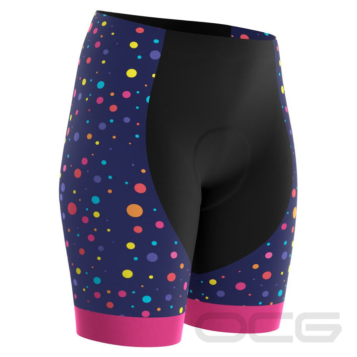Women's Rainbow Polka Dot Pro-Band Cycling Shorts