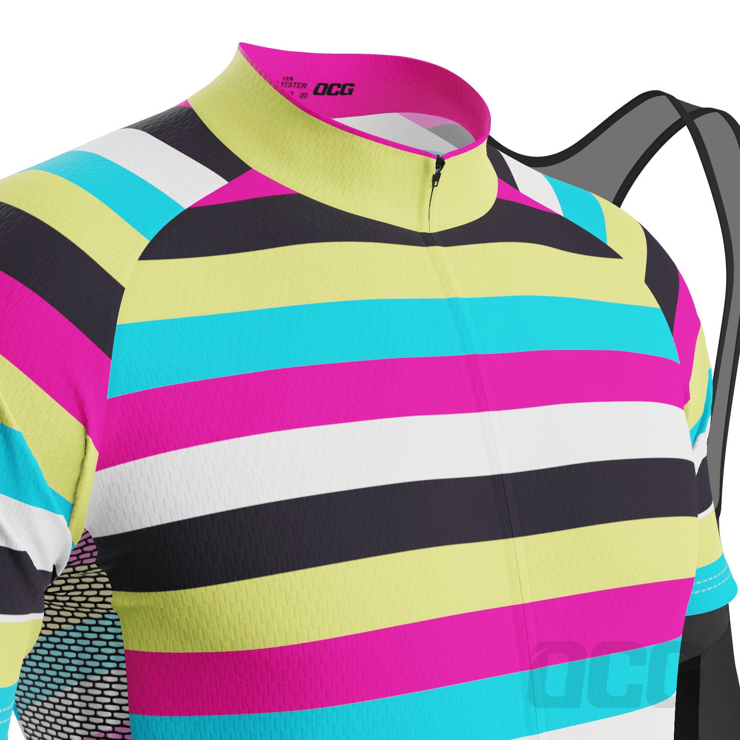 Men's High Viz Rainbow Stripes 2 Piece Cycling Kit