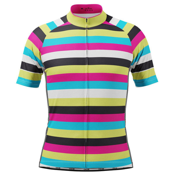 Men's High Viz Rainbow Stripes Cycling Jersey