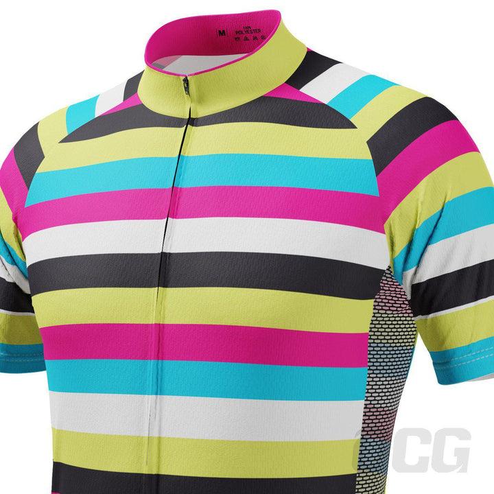 Men's High Viz Rainbow Stripes Cycling Jersey