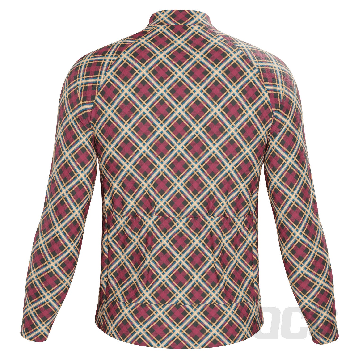 Men's Red Plaid Checkered Long Sleeve Cycling Jersey