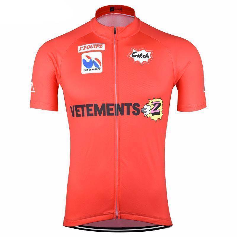 Men's Retro Vetements Team Z Orange Short Sleeve Cycling Jersey