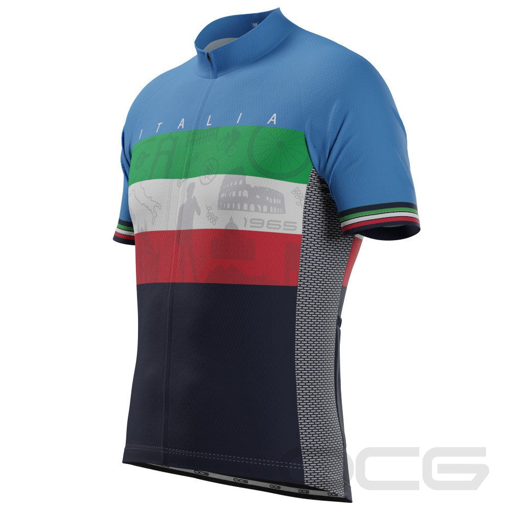 Men's Sites of Italy Italia Flag Short Sleeve Cycling Jersey