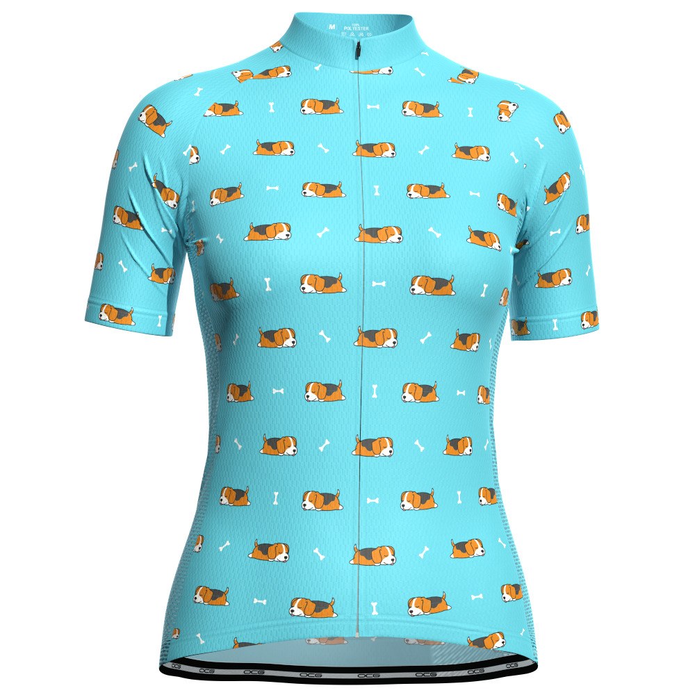 Women's Sleeping Beagle Short Sleeve Cycling Jersey