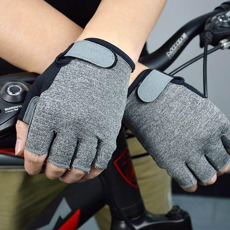 DV Suede Color Block Half-Finger Gel Padded Cycling Gloves