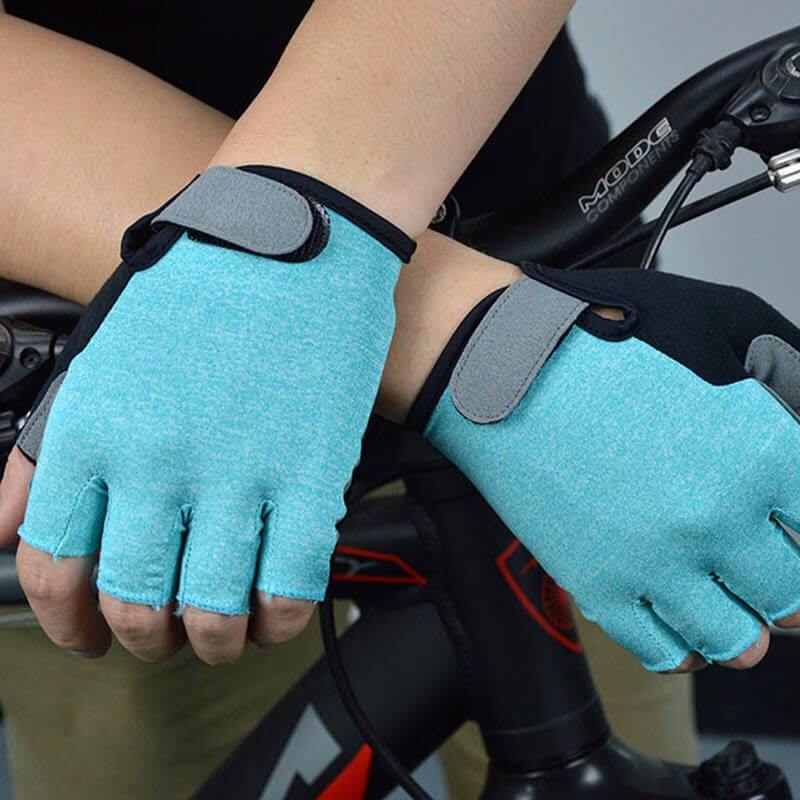 DV Suede Color Block Half-Finger Gel Padded Cycling Gloves