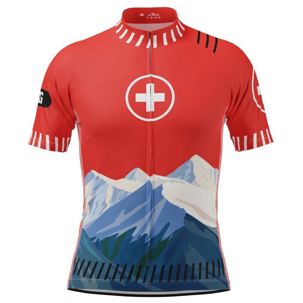 Men's Swiss Alps Switzerland Short Sleeve Cycling Jersey