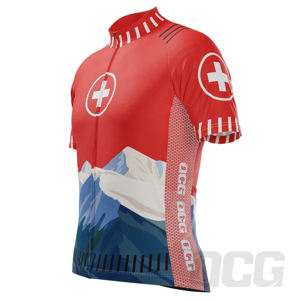 Men's Swiss Alps Switzerland Short Sleeve Cycling Jersey