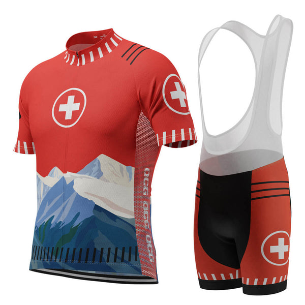 Men's Swiss Alps Switzerland National Flag 2 Piece Cycling Kit
