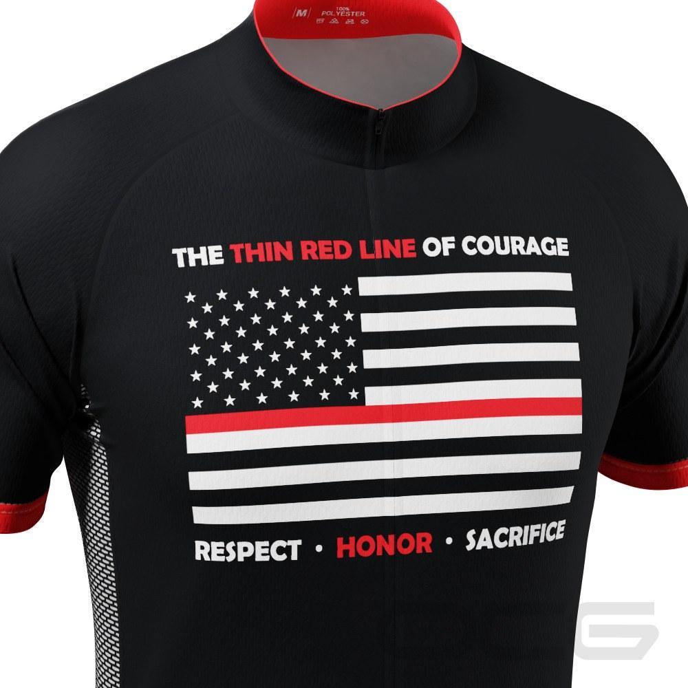 Men's Thin Red Line Of Courage Short Sleeve Cycling Jersey