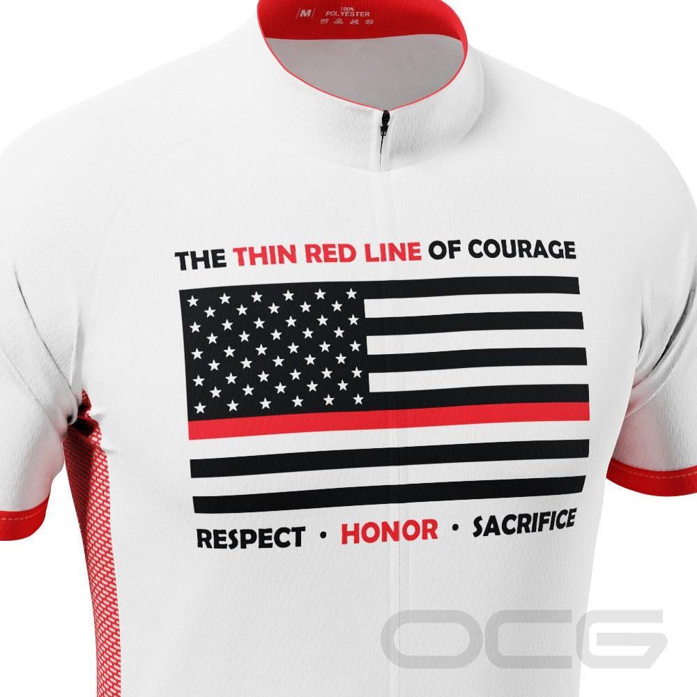 Men's Thin Red Line Of Courage Short Sleeve Cycling Jersey