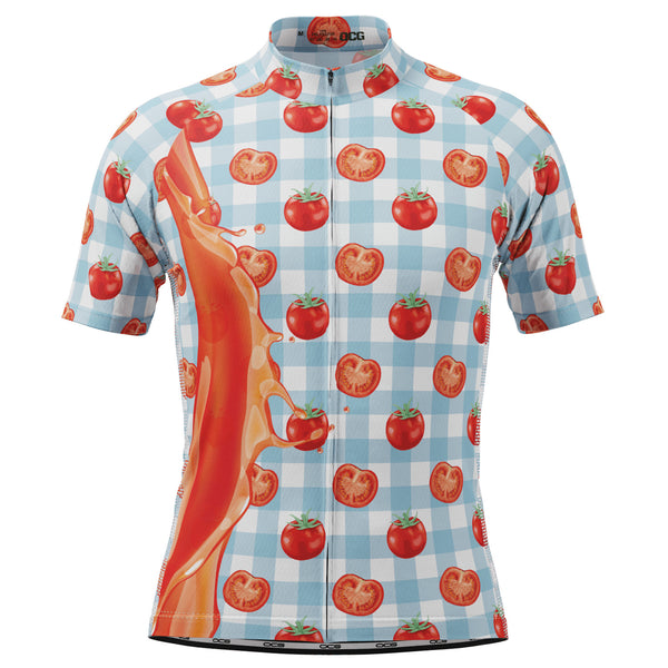 Men's Tomato Sauce Table Cloth Short Sleeve Cycling Jersey
