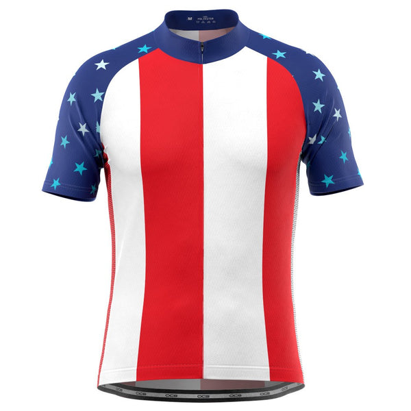 Men's USA American Flag Short Sleeve Cycling Jersey