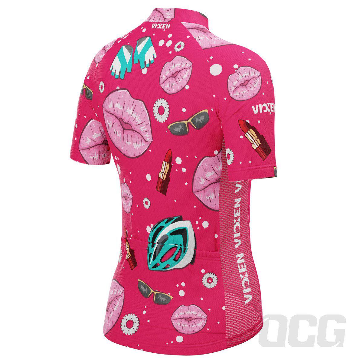 Vixen Women's Lipstick and Gears Short Sleeve Cycling Jersey