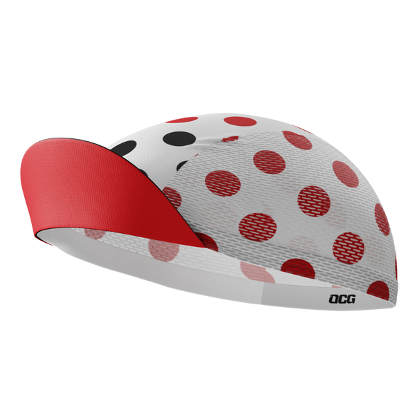 Unisex Red Polka Dots on White Quick Dry Cycling Cap