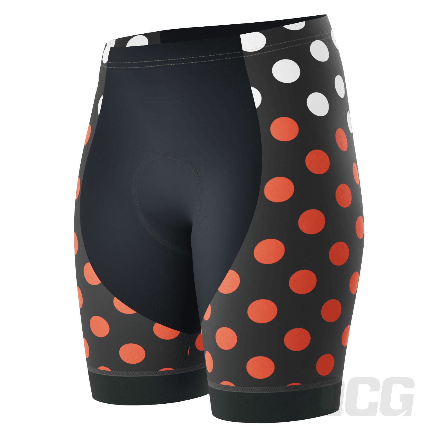 Women's Red Polka Dots on White Gel Padded Cycling Shorts