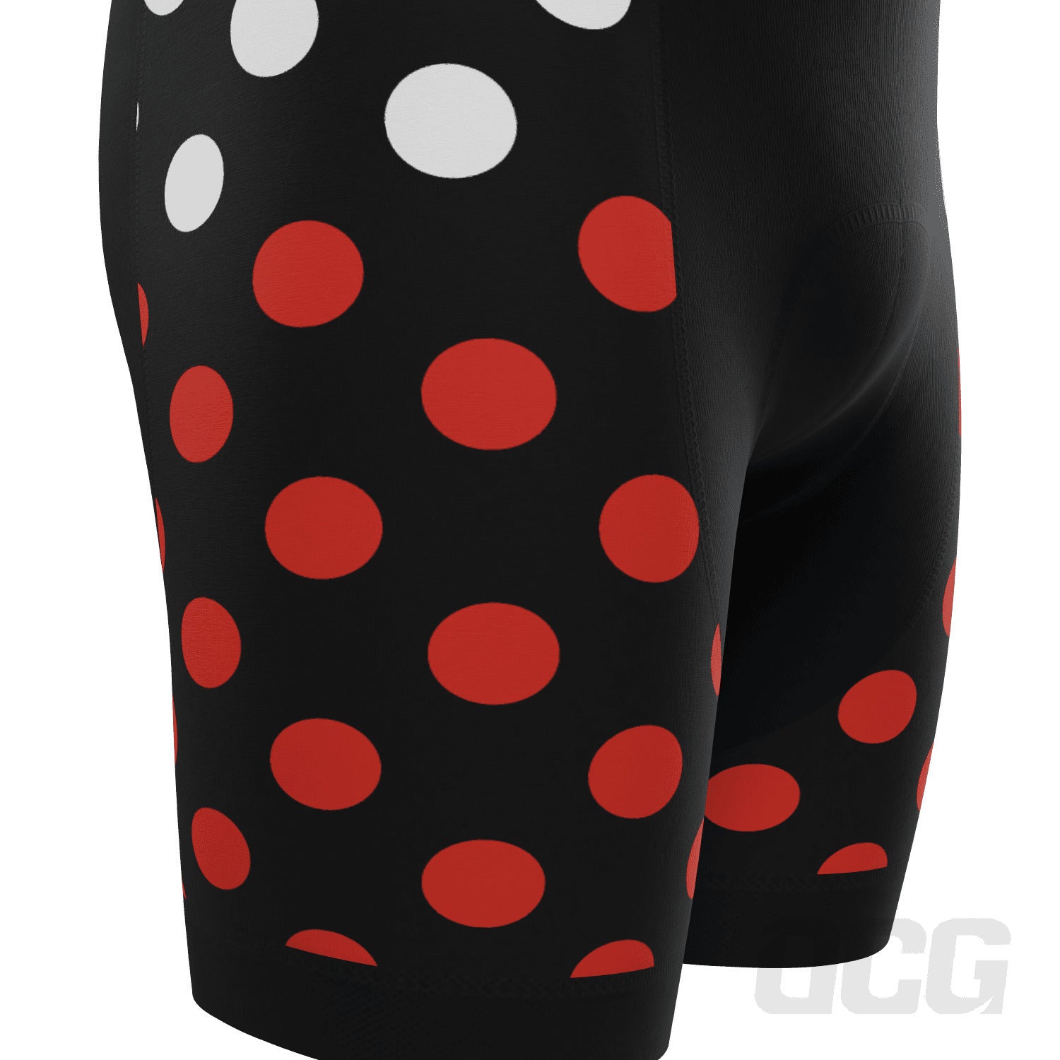 Men's Red Polka Dots on White Gel Padded Cycling Bib