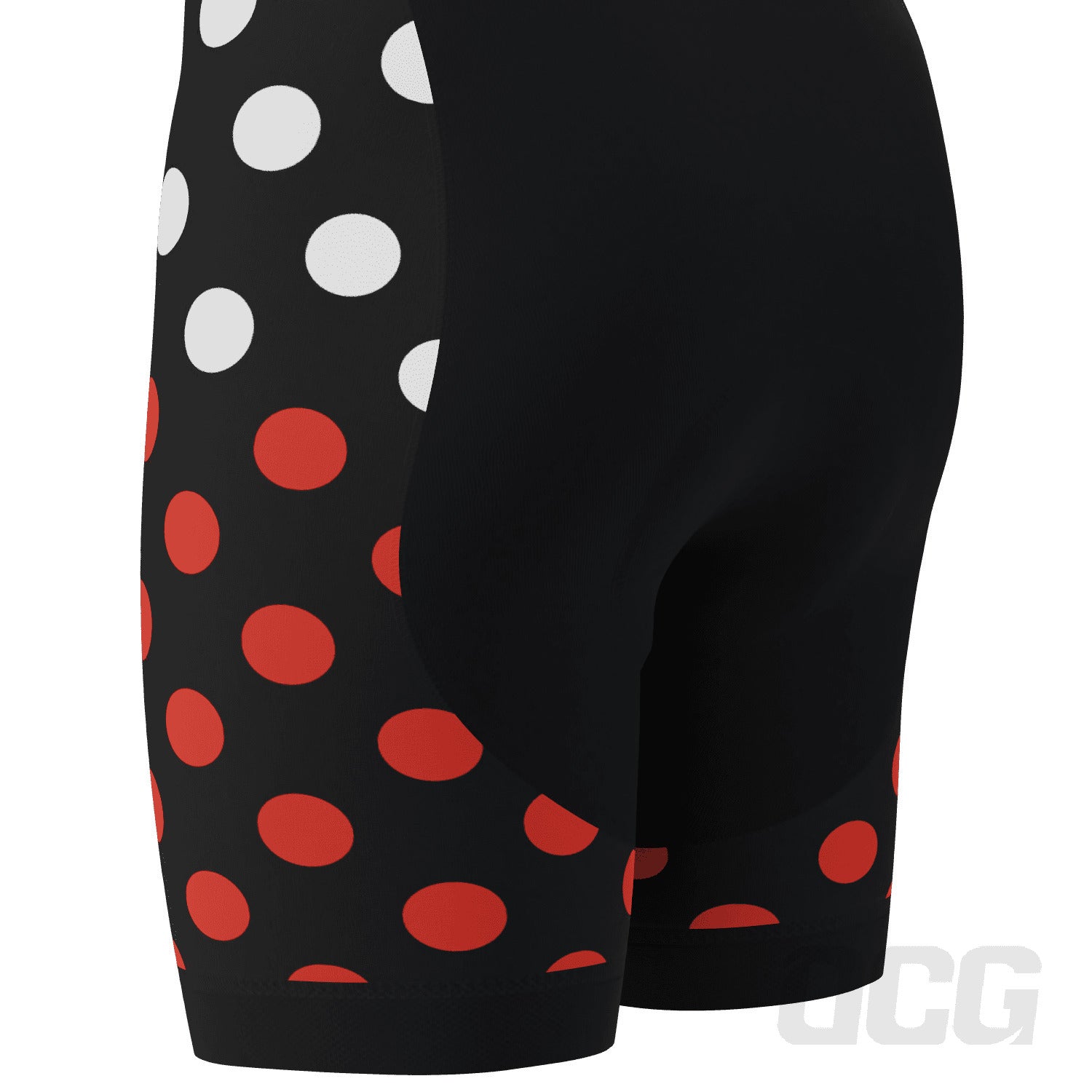 Men's Red Polka Dots on White Gel Padded Cycling Bib