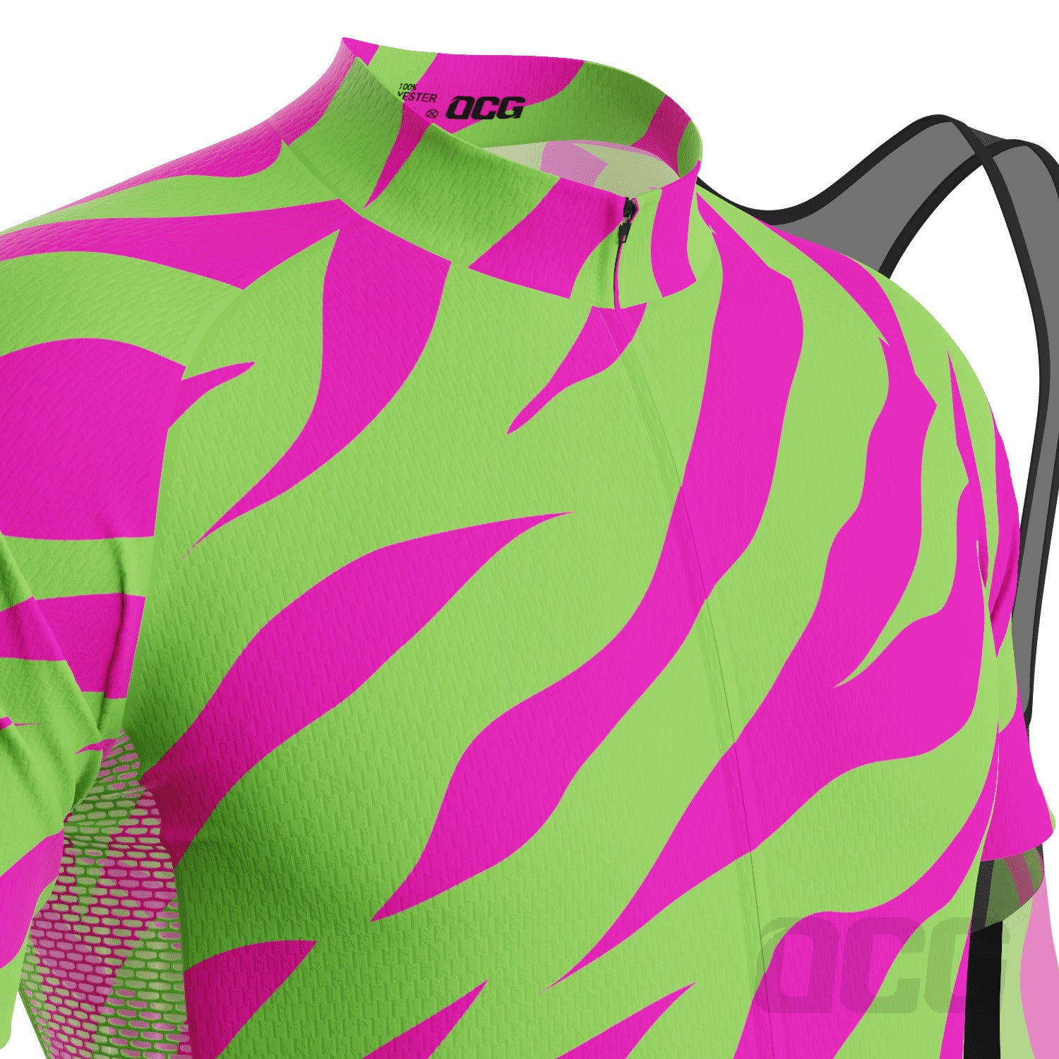 Men's Green & Pink Tiger Print 2 Piece Cycling Kit