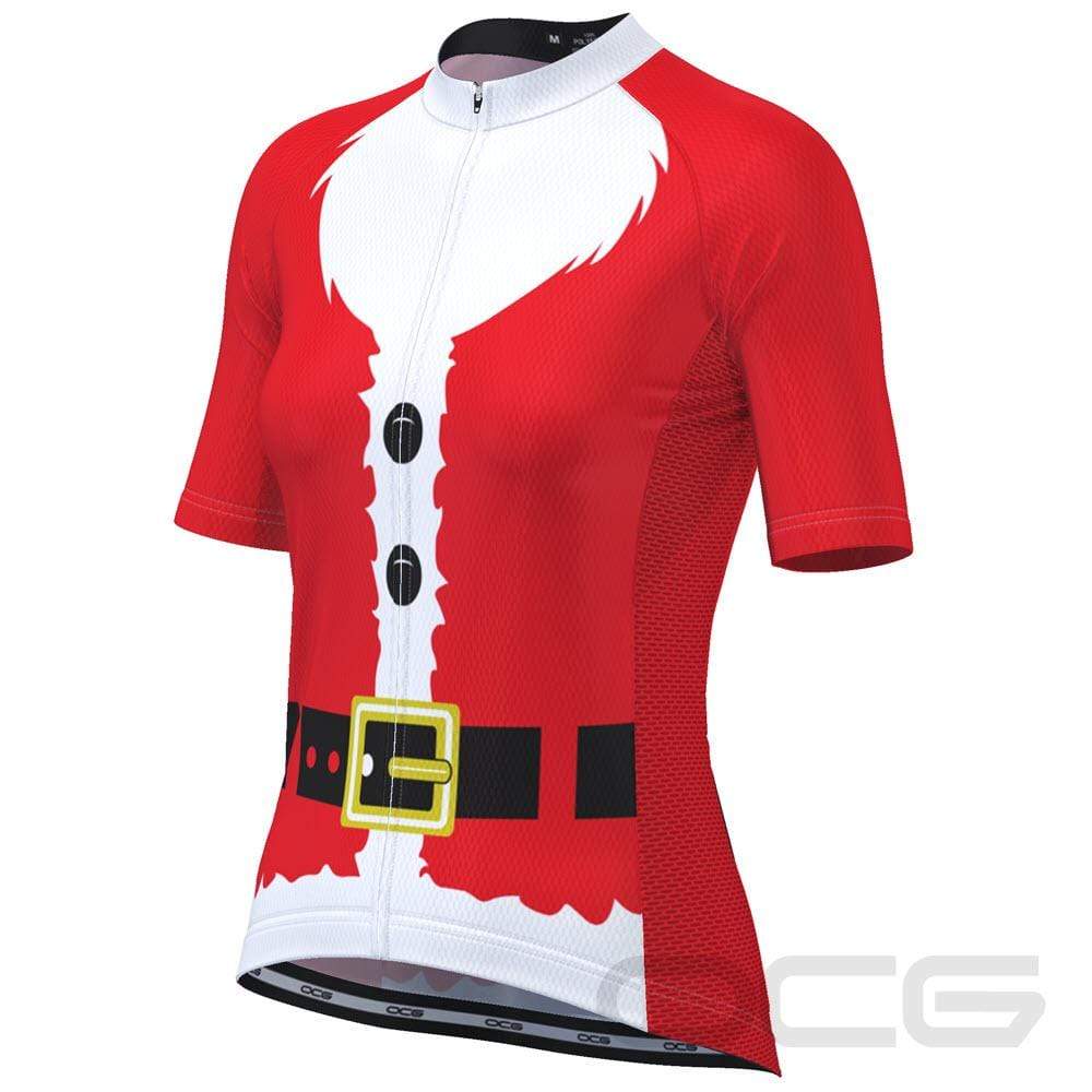 Women's Bearded Santa Short Sleeve Christmas Cycling Jersey