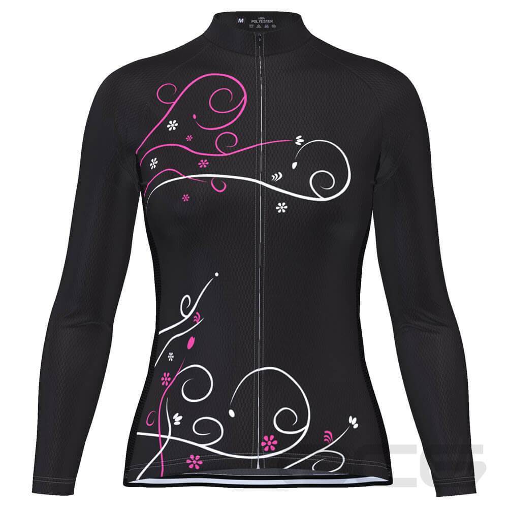 Women's Floral Swirl Long Sleeve Cycling Jersey