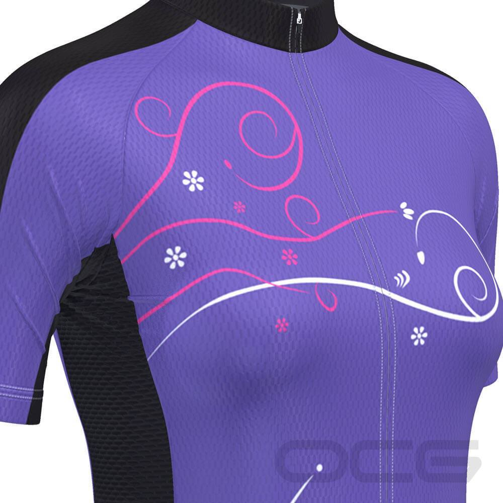 Women's Floral Swirl Short Sleeve Cycling Jersey