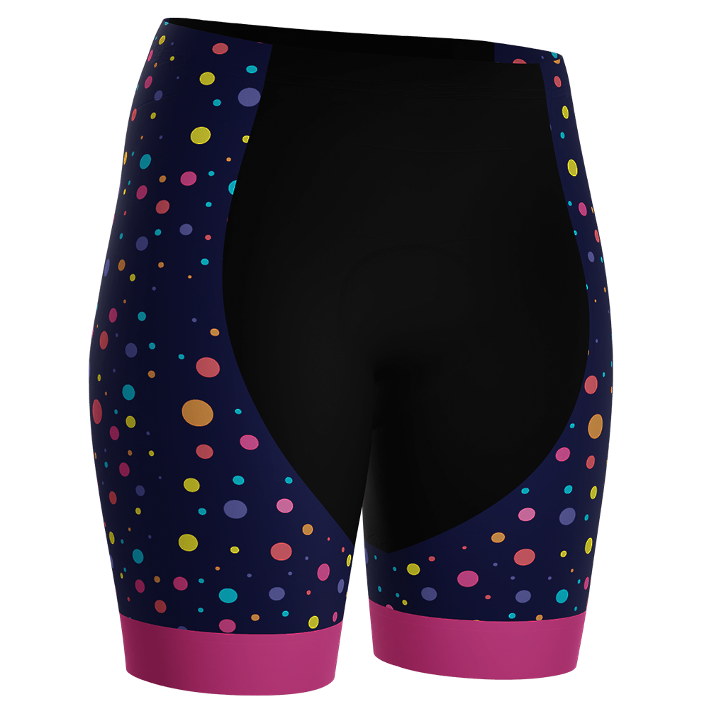 Women's Rainbow Polka Dots On Black 2 Piece Cycling Kit