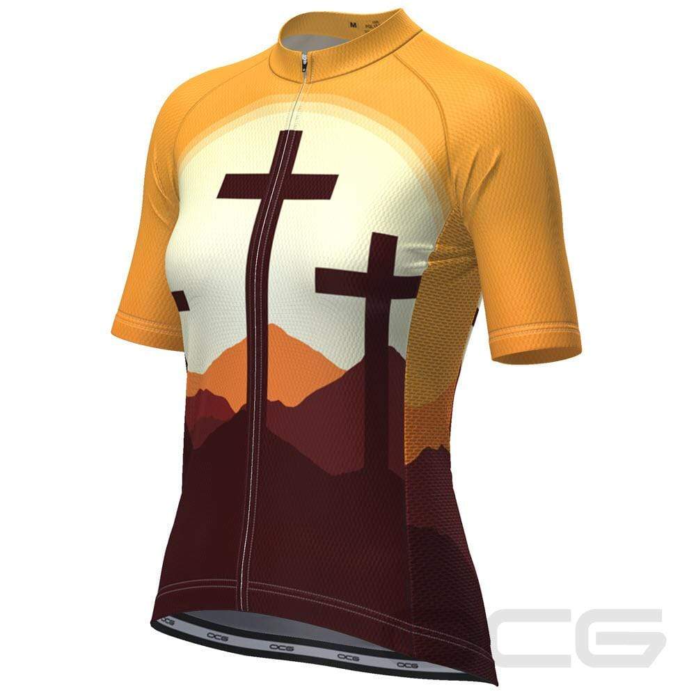 Women's Three Cross Christian Faith Cycling Jersey