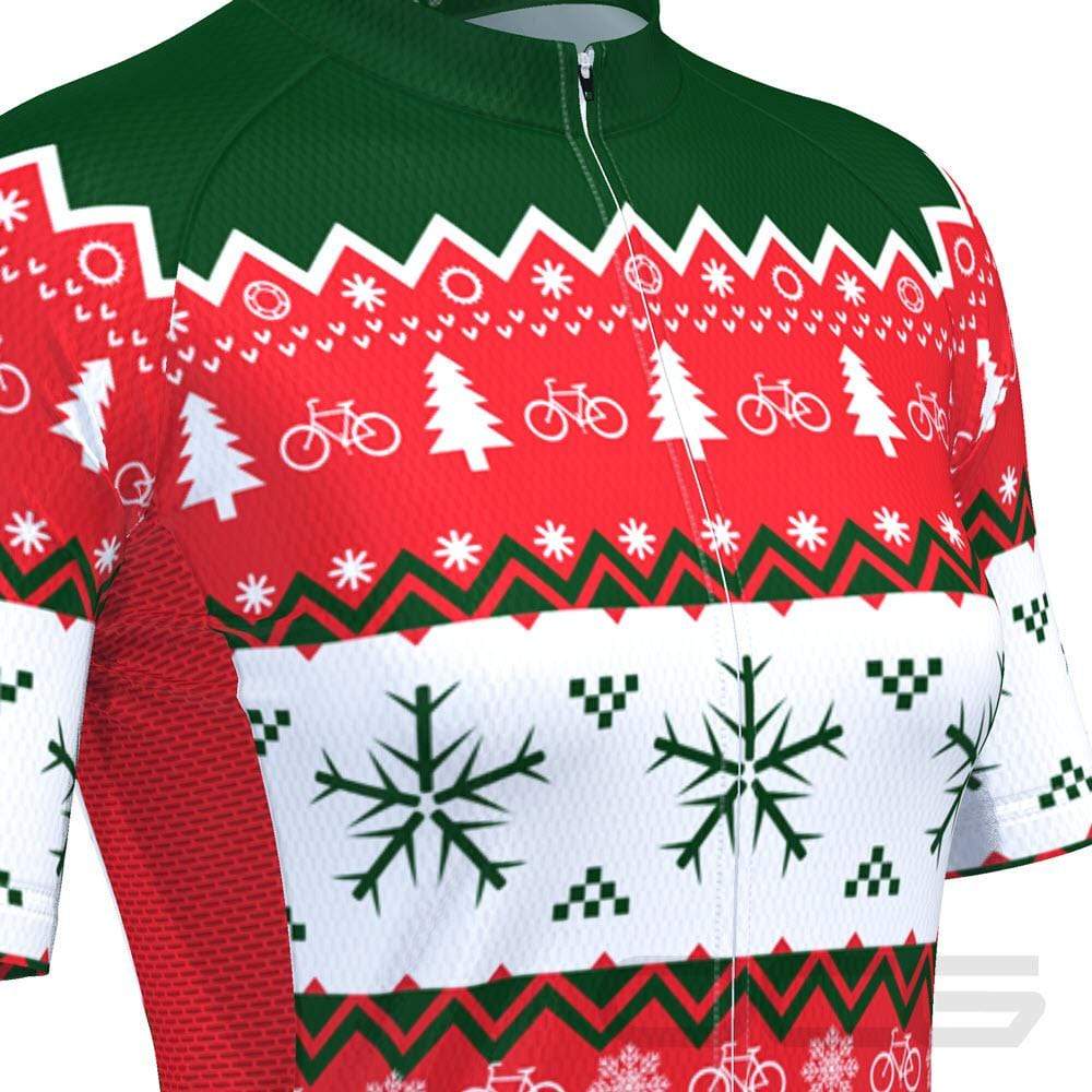 Women's Ugly Christmas Sweater Short Sleeve Cycling Jersey