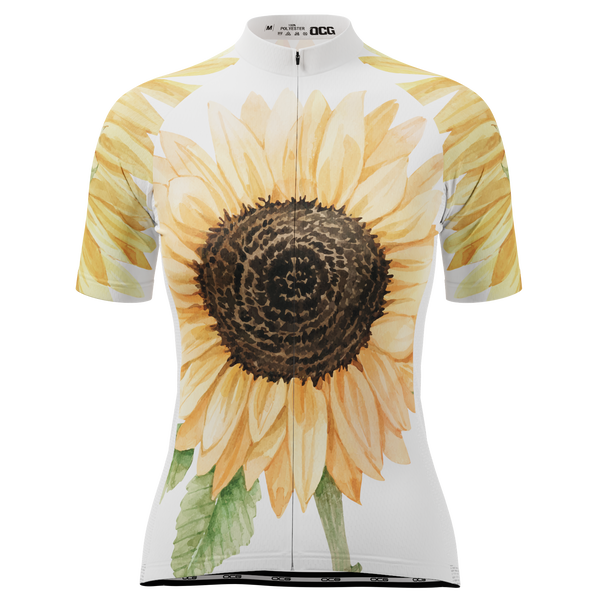 Women's Illustrated Sunflower Short Sleeve Cycling Jersey