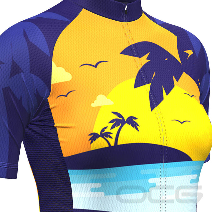 Women's Tropical Paradise Palm Tree Sunset Cycling Jersey