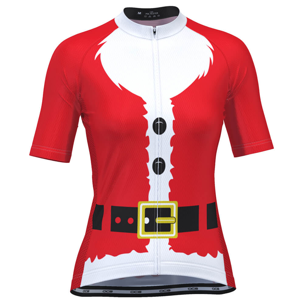 Women's Bearded Santa Short Sleeve Christmas Cycling Jersey