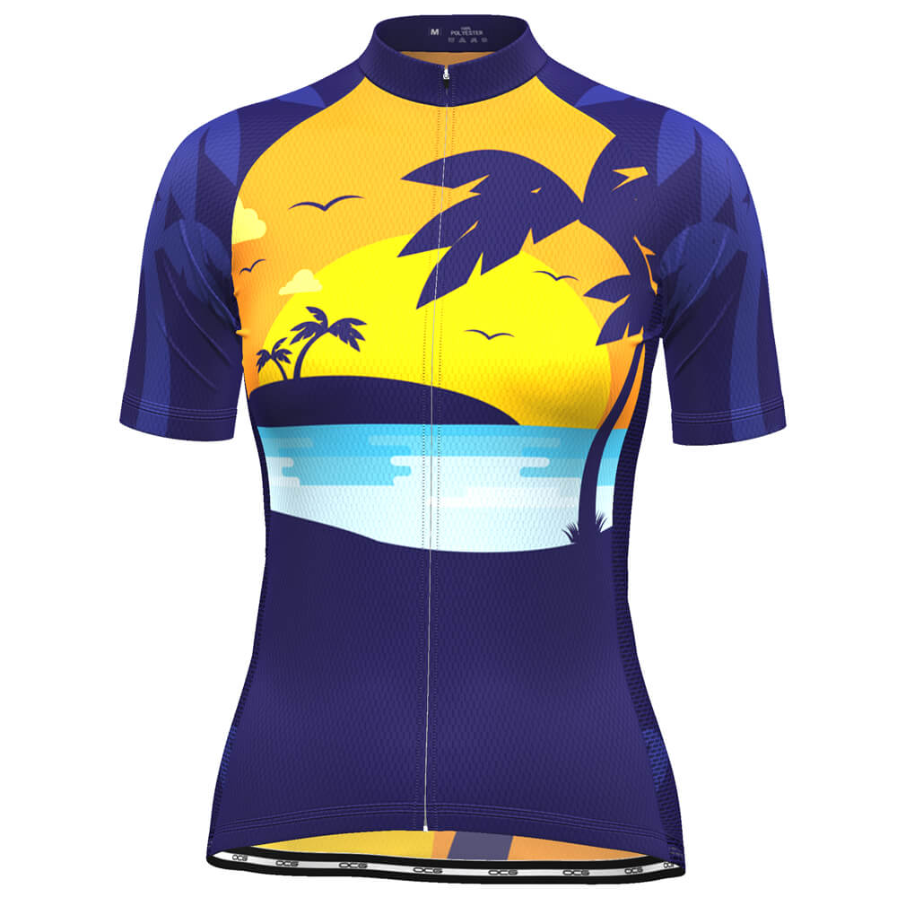 Women's Tropical Paradise Palm Tree Sunset Cycling Jersey