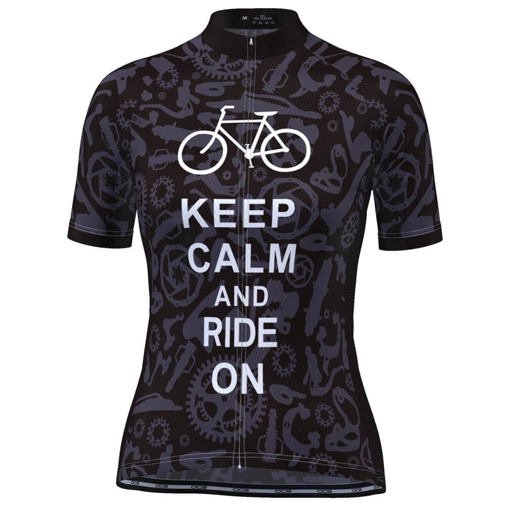 Women's Keep Calm and Ride On Short Sleeve Cycling Jersey