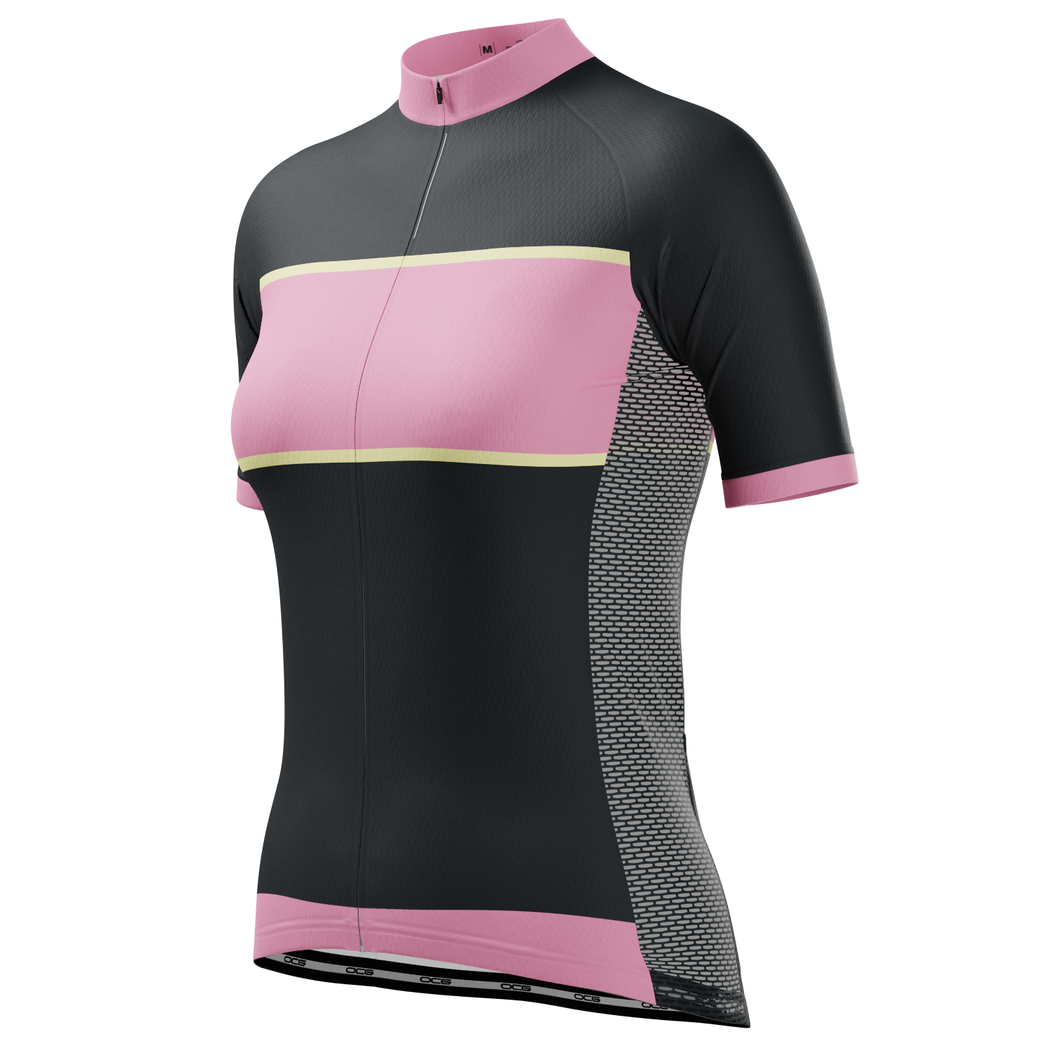 Women's Pink & Black Stripe Short Sleeve Cycling Jersey
